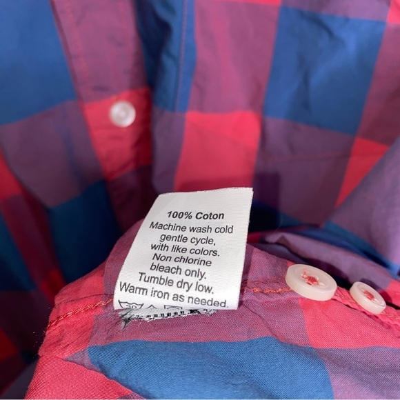 J. Crew Light Weight Size Medium Slim Fit Bold Checkered Shirt in Blue and Pink - Picture 8 of 8